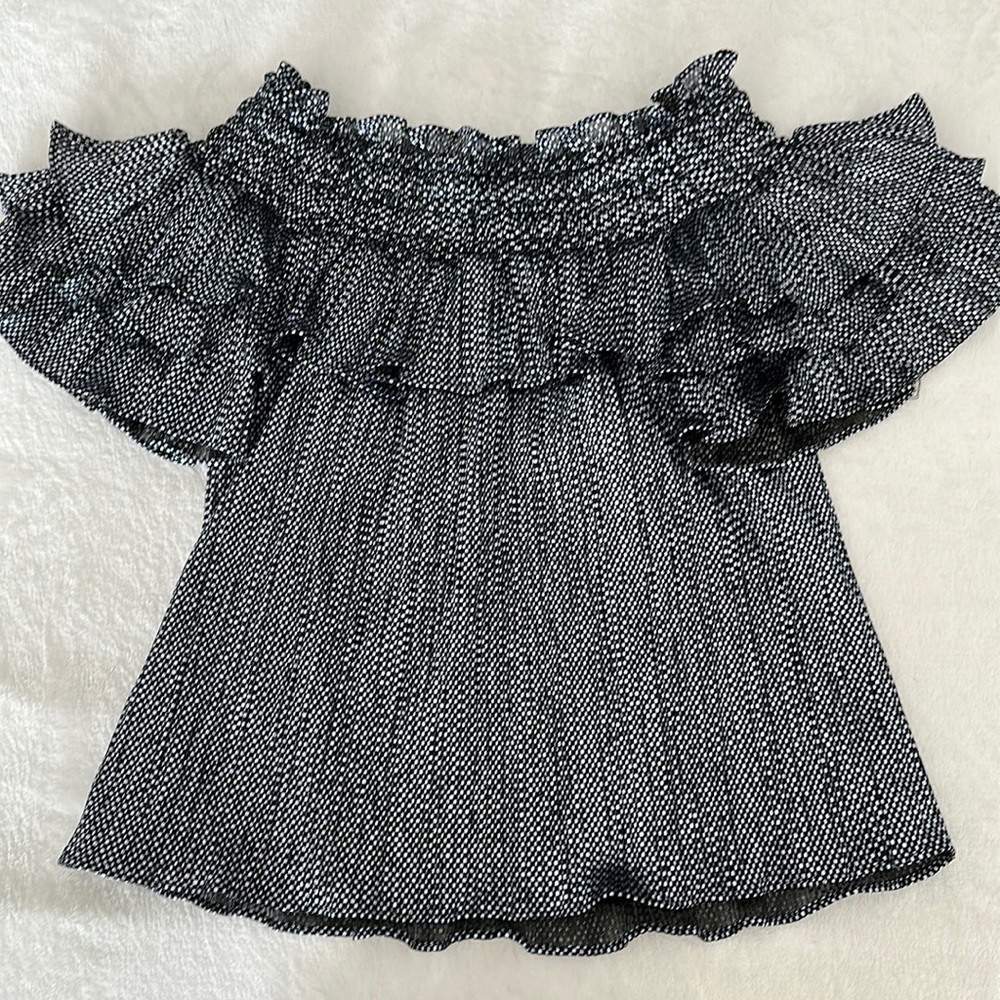 Parker off-shoulder black and silver top